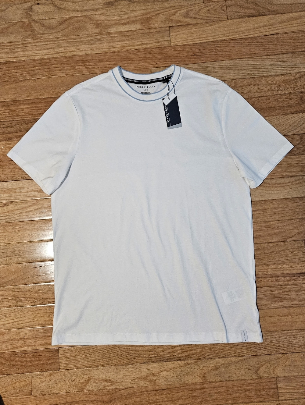 Perry Ellis Men's NWT Luxe White Crew Neck Tee Designer Essential Size L